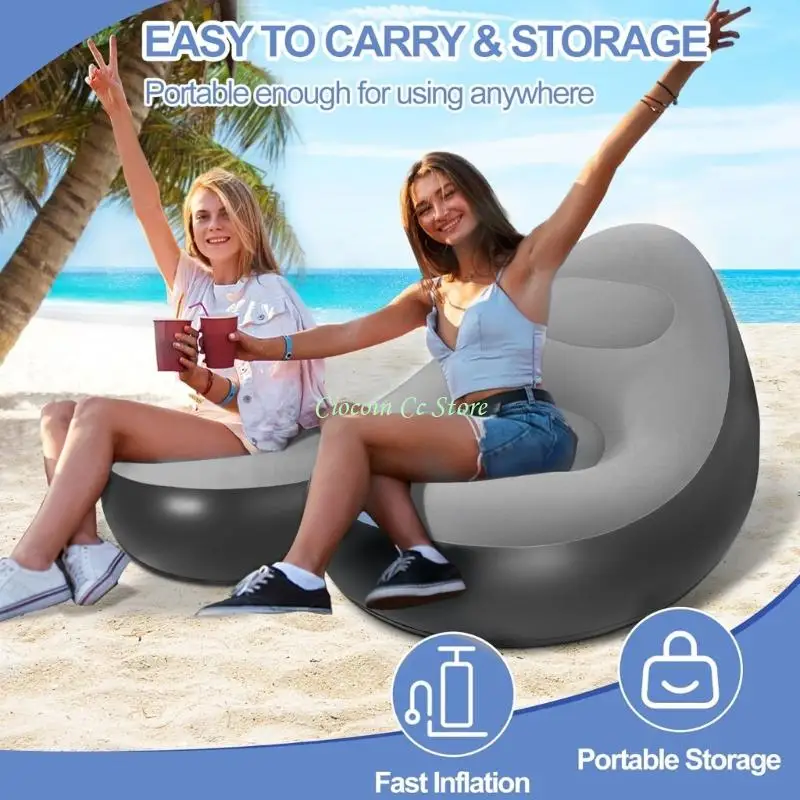 X90F Portable Air Sofa for Gaming Comfortable Lazy Sofa Inflatable Chair Flocking Surfaces Inflatable Couch with Ottoman Pump