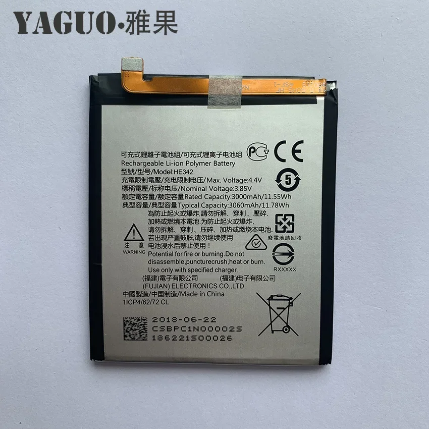 100% New Original HE342 3000mAh Battery HE 342 For Nokia X6 / 5.1 Plus / 6.1 Plus 2018 TA-1099 X5 TA-1109 + Tool Kits