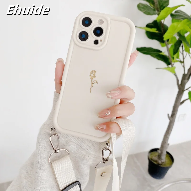 Rosen-Riemenhülle für Samsung Galaxy A56 A36 A16 A26 A17 A55 A35 A15 A54 A34 A14 – Modische Crossbody-Lanyard-Hülle mit Kordel für Reisen, weiche Abdeckung – Detail 4