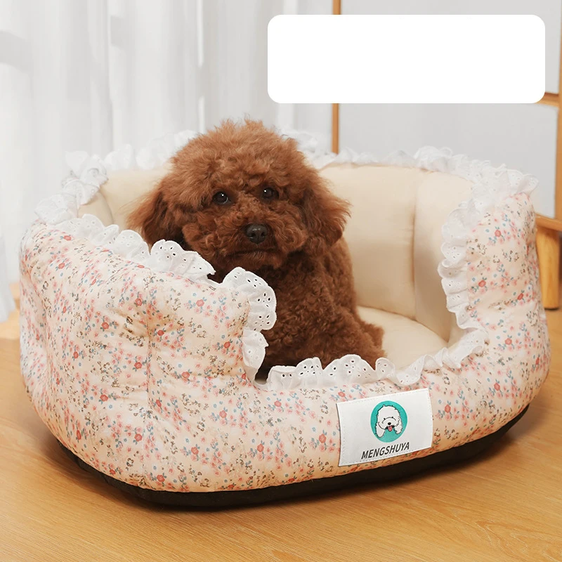 2024 Summer Pet Dog Bed Cat Bed Cat Mat Fragmented flowers Dog Mat Cotton Nest Dog house Puppy Sofa Bed Dog Beds for Medium Dogs