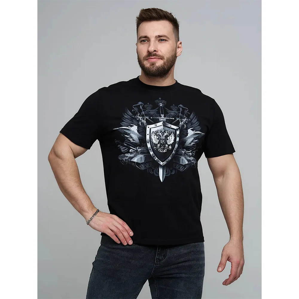 New 2026 Men's Pure Cotton T-Shirt a cool  minimalist animal graphic print offers a casual stylish look  loose crew neck