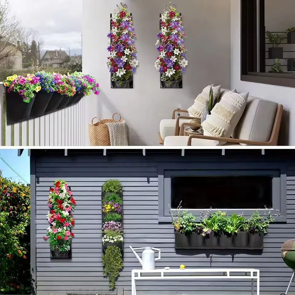 7 Pockets Vertical Planting Bags Felt Fabric Wall Hanging Indoor Outdoor Garden Planter Pot Flower Vegetable Growing Containers gallery 4