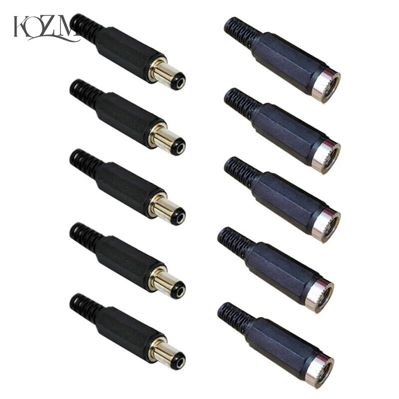 5 Pair (10pcs) 2.1x5.5mm Male Female DC Power Plug Socket Jack Connector Pack