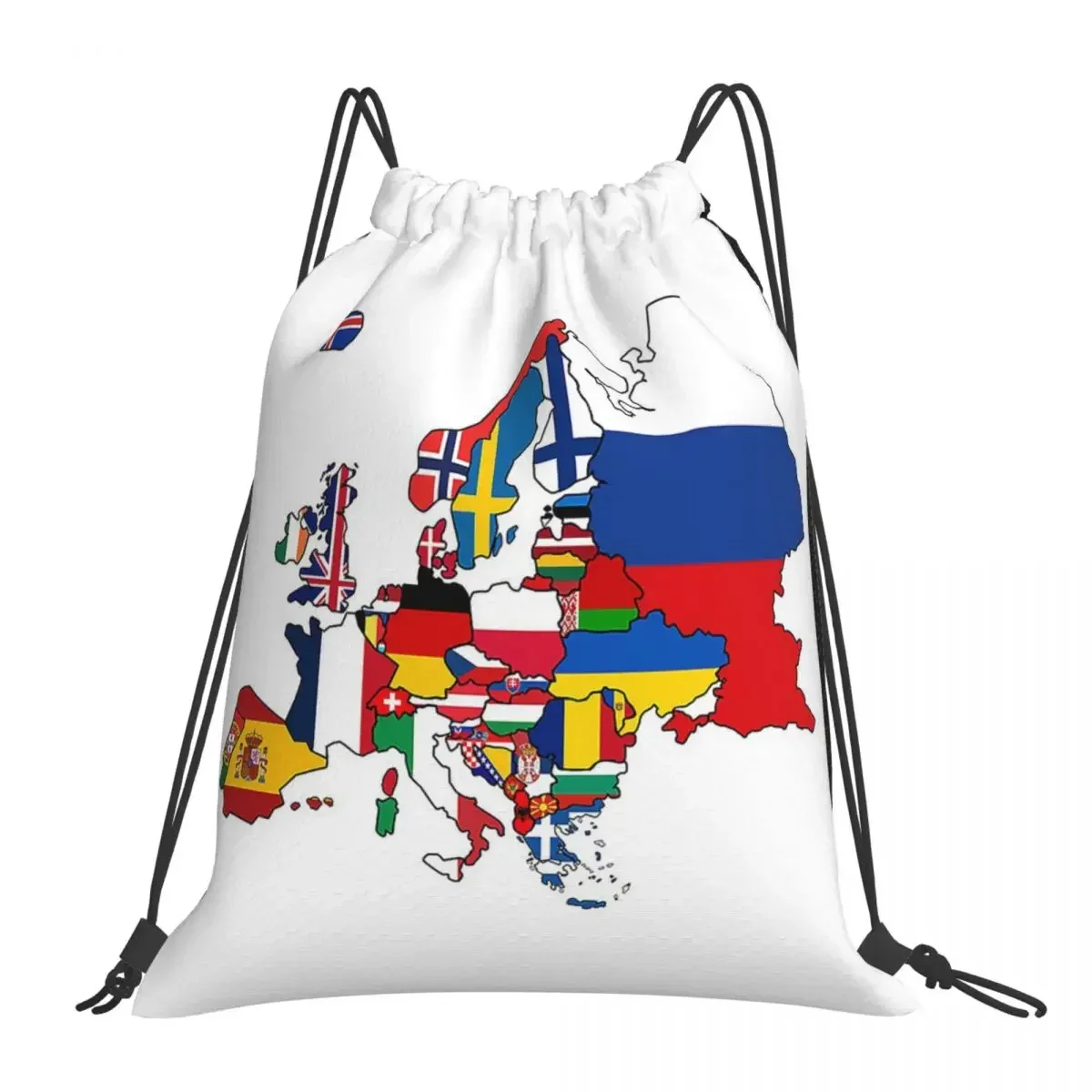 

Europe Flag Map Backpacks Multi-function Portable Drawstring Bags Drawstring Bundle Pocket Sports Bag BookBag For Man Woman