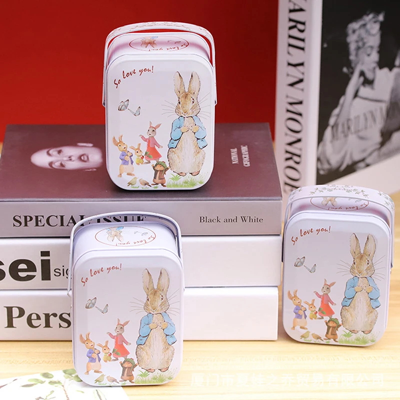 White Rabbit Toffee Tin Can Small Suitcase Storage Can Tin Metal Candy Box Gift