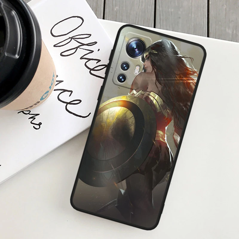 Cute Wonder Woman For Xiaomi Mi 14 13 12T 12S 12X 12 11i 11X 11T 11 Ultra Lite Pro Soft Silicone Black Phone Case