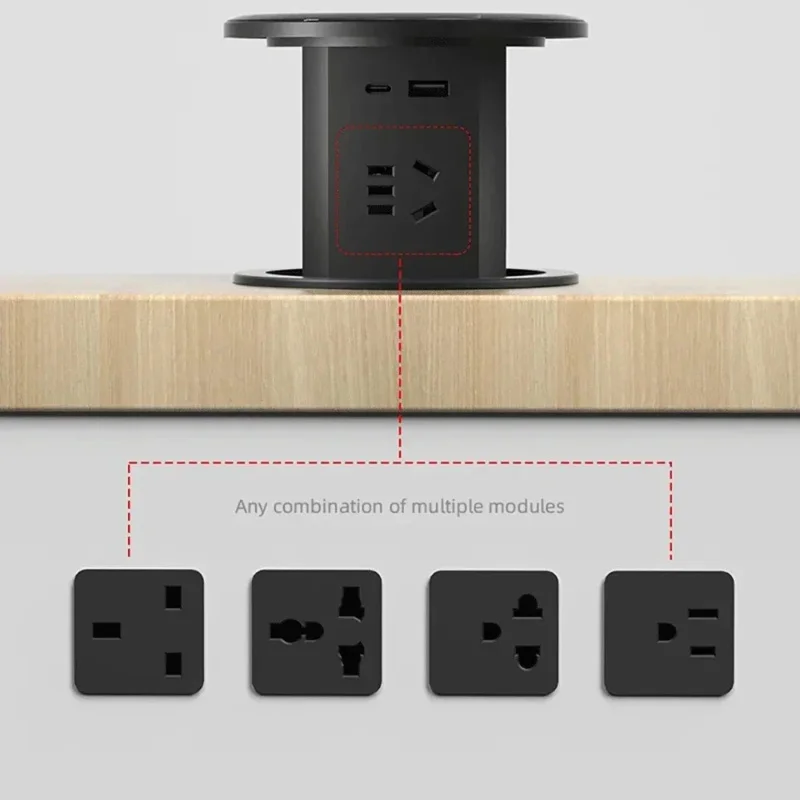 Intelligent Hydraulic Lifting Socket US/UK/TL/CN/Universal Plug Adapter, Surrounding Sockets On All Sides,Hidden Installation