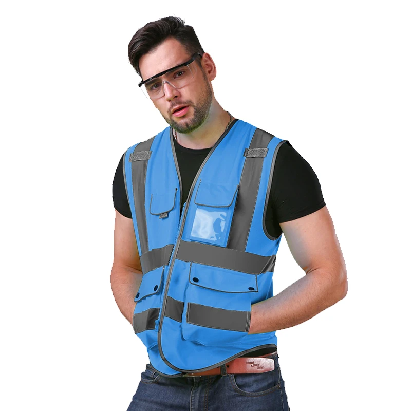 Outdoor Construction Vest Road Building Workwear Work Vest with Multi Pockets