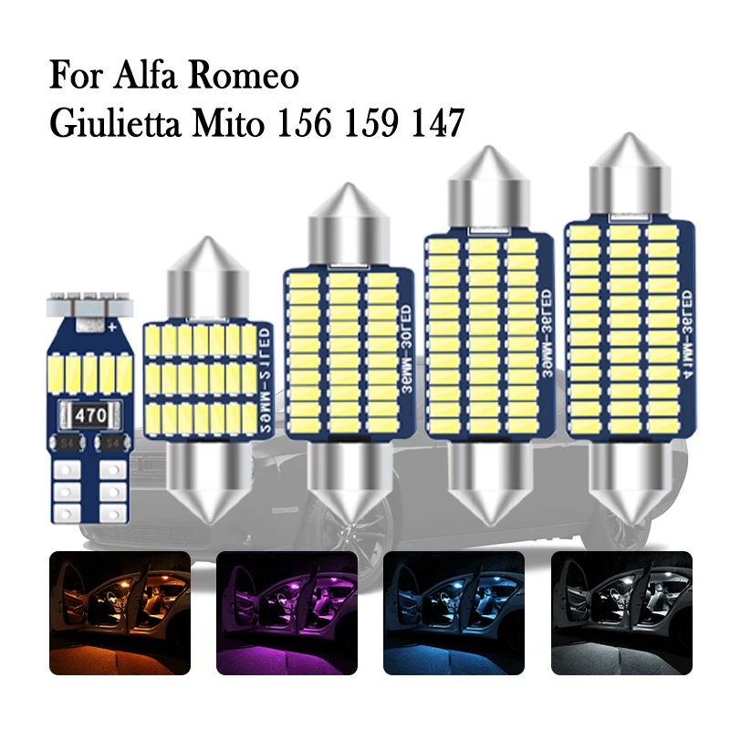 

For Alfa Romeo Giulia Stelvio Giulietta Mito Brera GT 147 156 159 166 Accessories 1998-2020 2021 Car LED Interior Light Canbus