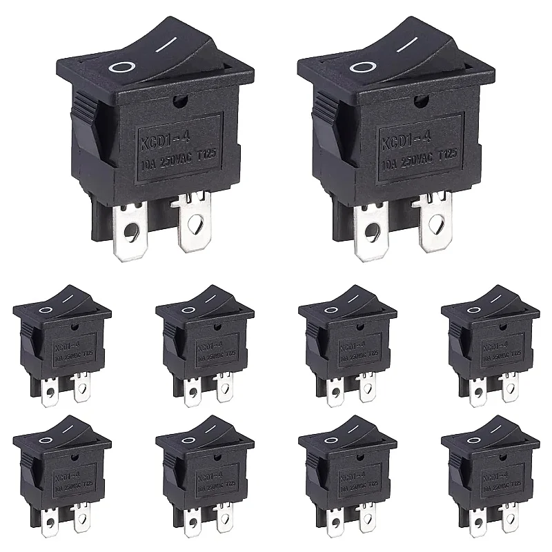 

Rocker Switch On/Off 4Pin Toggle Switch AC 250V 10A Black Rectangle Switch Built-in Switch Embedded 4 Pins 2Position Boat Switch