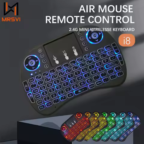 MRSVI i8 2.4G Air Mouse Remote Control Russian French Portuguese Arabic Backlit Version Mini Keyboard for Android TV Box PC