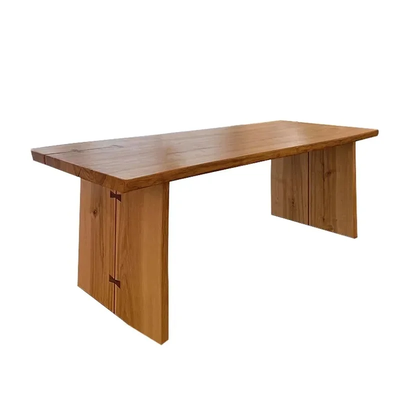 Ash wood large board tea table dining table desk desk log simple household living room bed and breakfast dining table