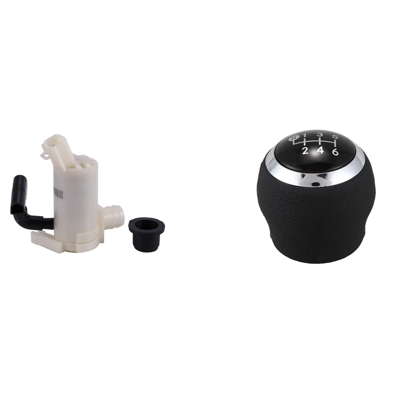 2 Pcs Car Accessories: 1 Pcs Windshield Washer Pump & 1 Pcs Car 6 Speed Gear Shift Knob Automatic Gear Knob