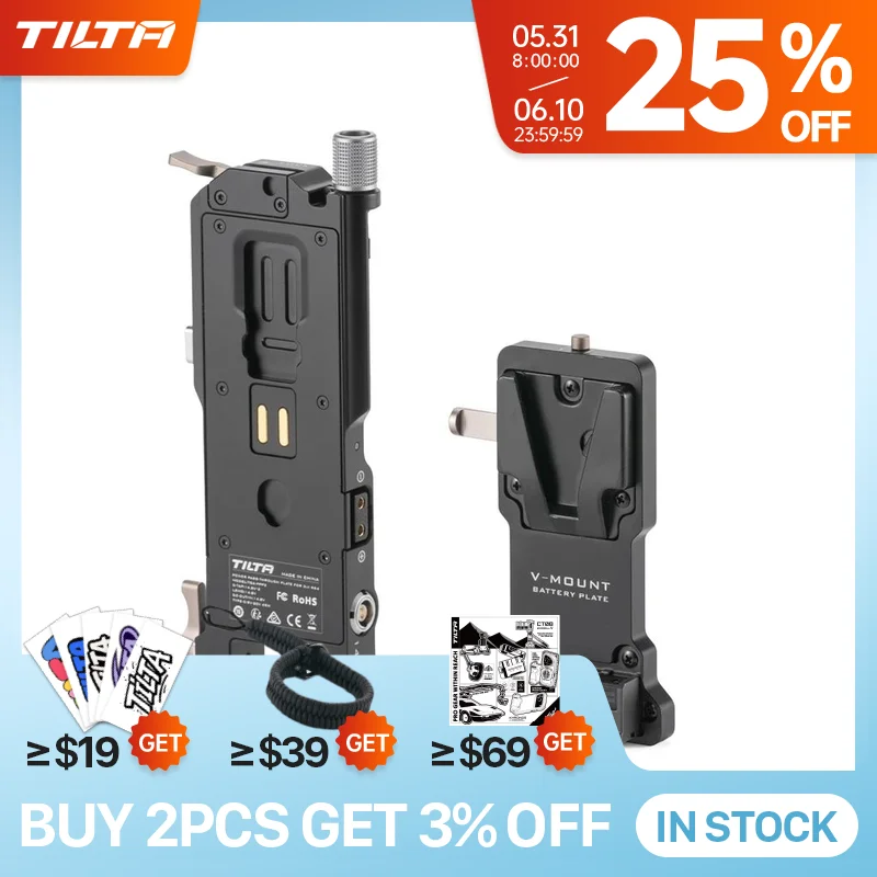 TILTA Power Pass-through Plate for DJI RS4/RS5 Accessories TGA-PPK3 V Mount Battery Plate Power Plate Kit Gold Mount