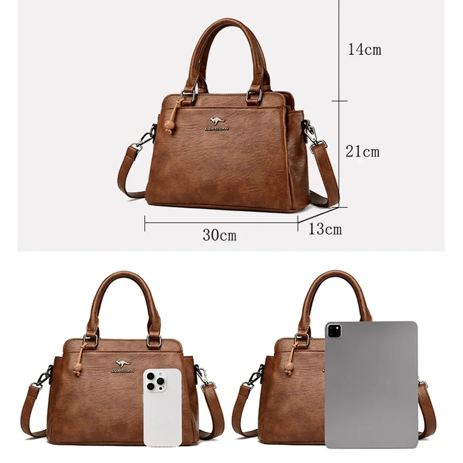 3 Layers High Quality Leather Tote Messenger Bag Luxury Designer Purses and Handbags Shoulder Crossbody Bags for Women New 2024