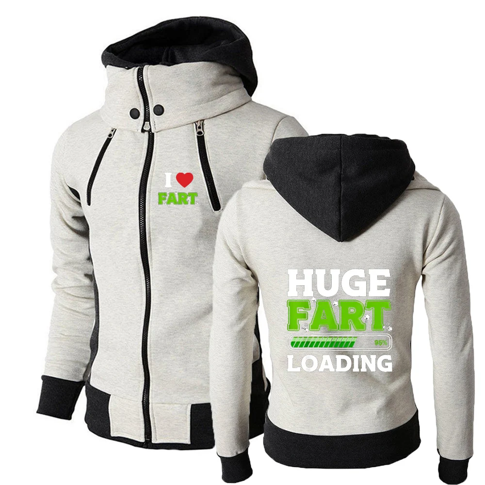 2026 Huge Fart Loading Print Sring Autumn Men's New Style Three-color Zipper Hoodie Causal Comfortable Simplicity Top