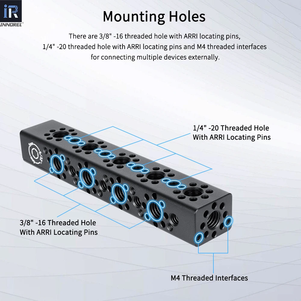 

INNOREL CB5 Multi-Function Cheese Handle,Cheese Grip Extension Bar Featuring 3/8" 1/4" Arri Locating Holes for Camera Cage Frame