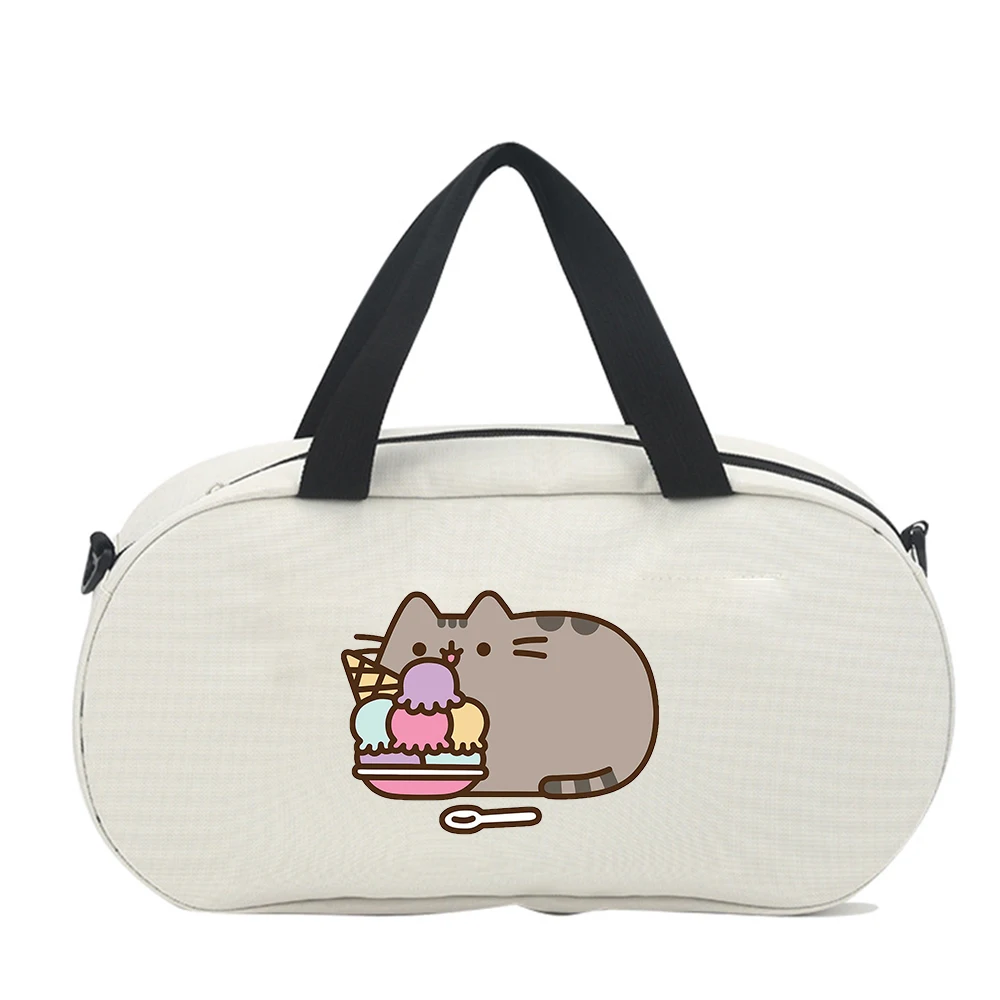 Pusheen Girls Anime Printed Traveling Bag Kids Cartoon Cute Portable Luggage Children Fashion Casual Travel Duffels Kawaii Gifts