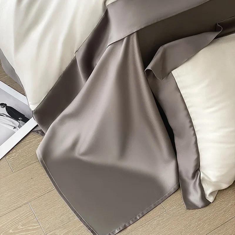 2024 summer new double-sided Tencel four-piece ice silk simple master bedroom light luxury sleeping naked cool sheets solid