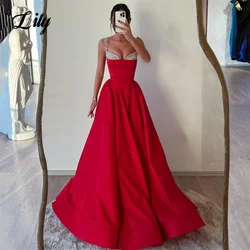 Lily Spaghetti Strap Charming Prom Dresses Gown Side Split Stain Beach Formal Gown Lace Up Back Evening Gown vestidos de noche