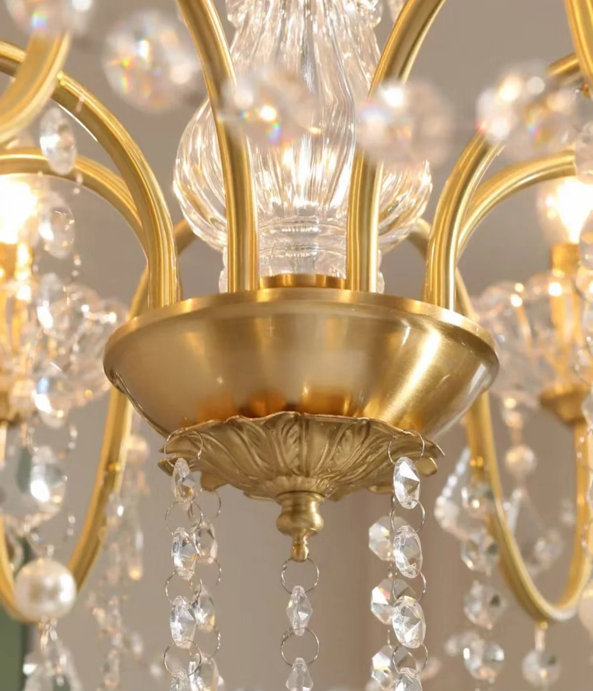 

American Living Room E14 Chandeliers Light Luxury Dining Room Candle Pendant Lights Crystal Luminarias Lighting Indoor Lamp