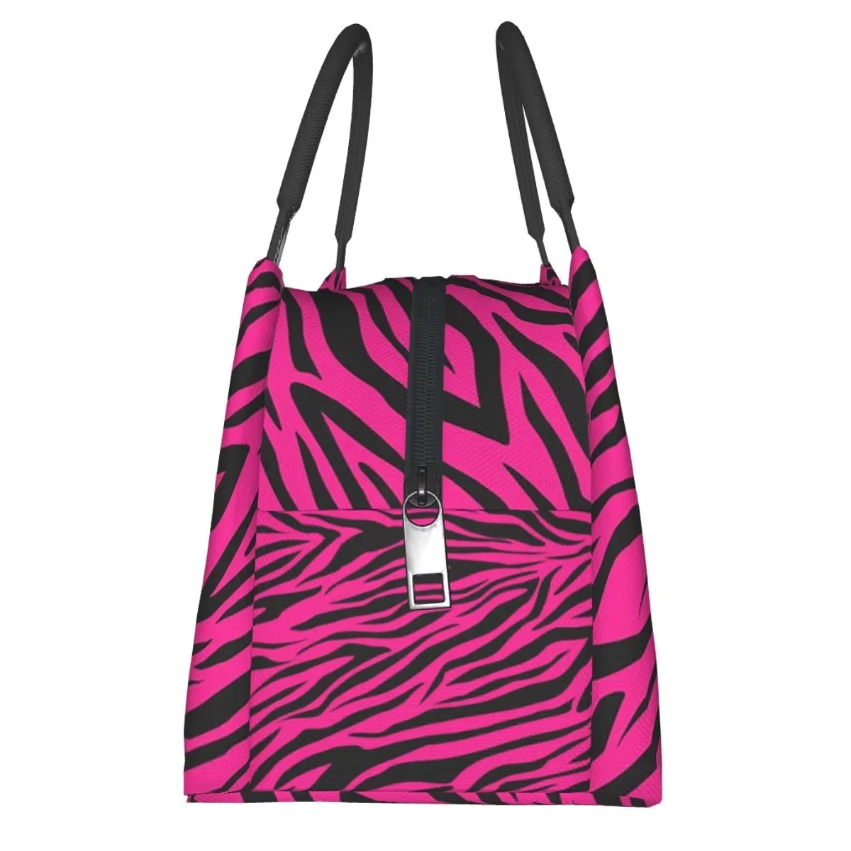 Pink Zebra Print Insulated Lunch Bag Reusable Thermal Bento Tote Cooler Picnic Handbag for Women Girls Office School Travel