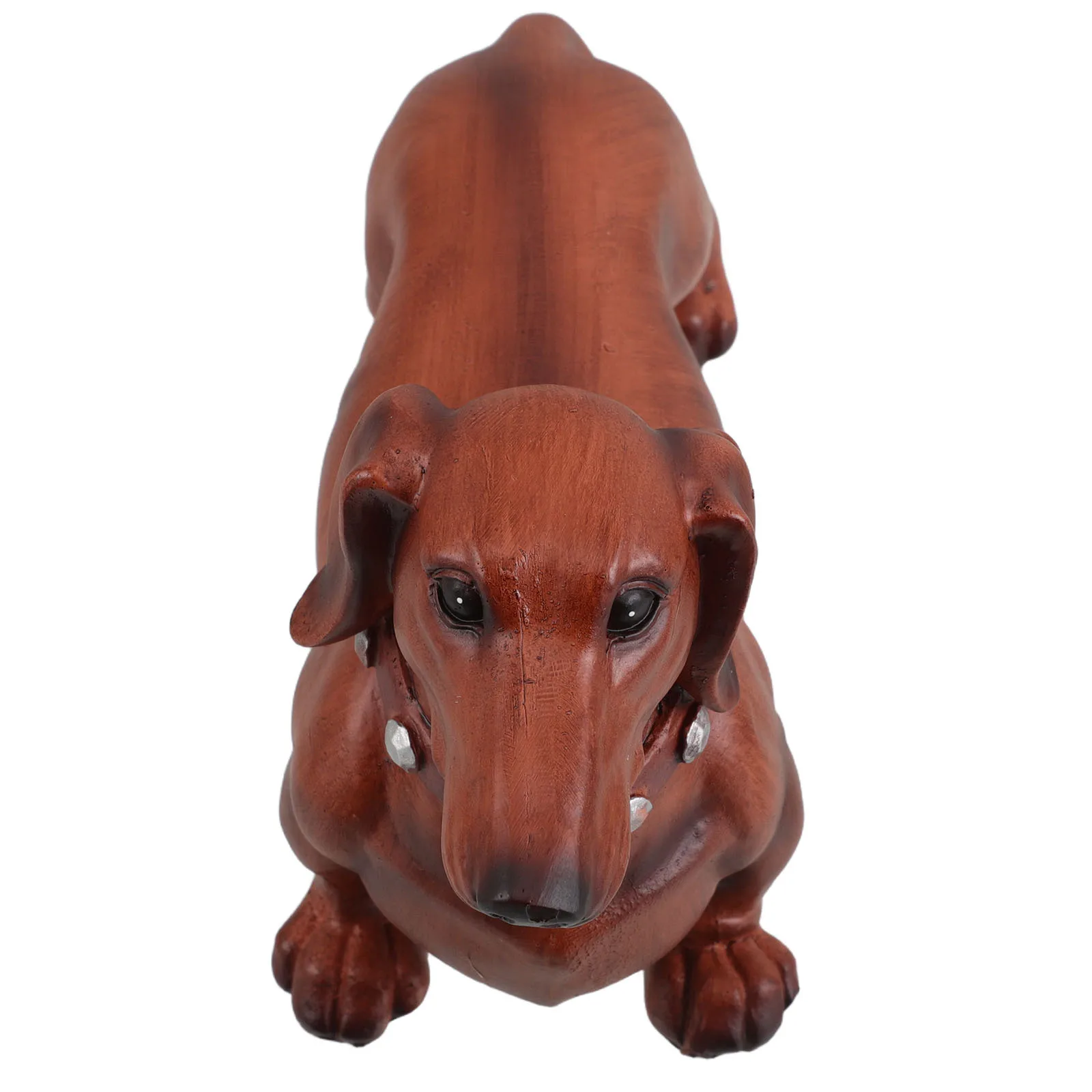 

Cute Miniature Dog Statue Natural Wood Texture Design Contemporary Animal Ornament for Living Room Desktop Decorative