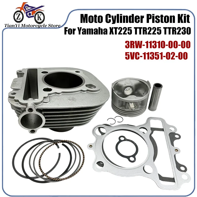 

Комплект поршня цилиндра мотоцикла 70 мм 223CC для Yamaha TTR230 TTR225 XT225 TTR230NC TTR230N, замена двигателя 4VW-11310-00-00