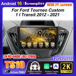 For Ford Tourneo Custom 1 I Transit 2012 2013 2014 2015 2016 - 2021 Android 16 Carplay Auto 2K Screen Car Radio Multimedia GPS