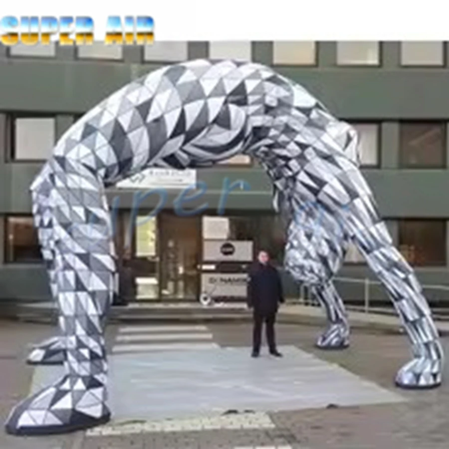 Diseño único, arco geométrico inflable personalizado, cuerpo humano, diseño de enrejado de diamantes inspirado en artistas