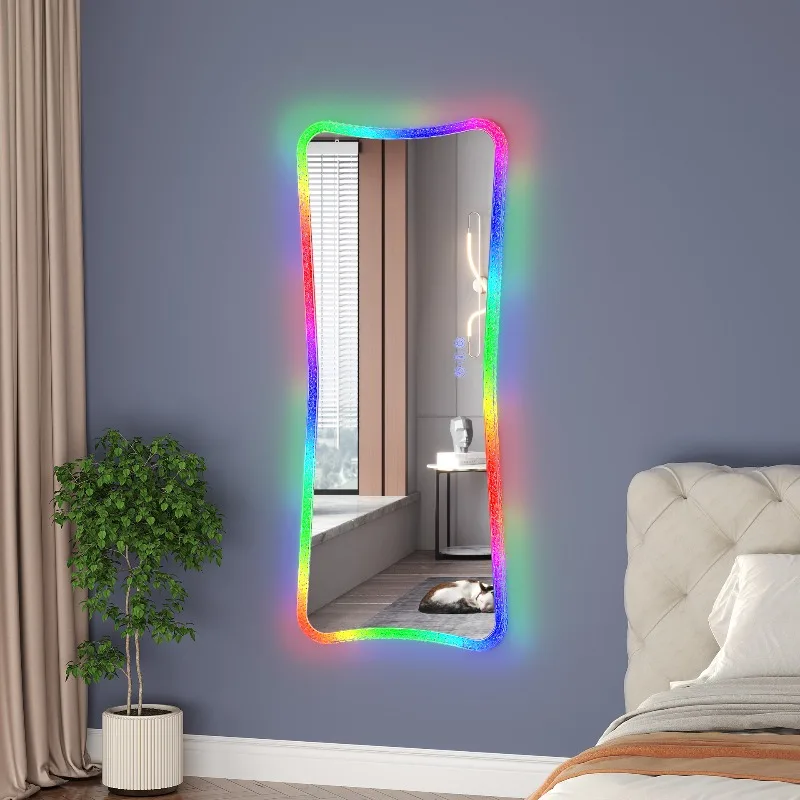 Wall mounted mirror with memory high definition explosion proof wall mounted mirror with RGB light, bedroom/living room/bathroom
