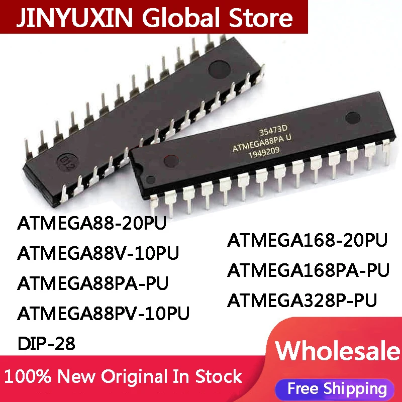 2Pcs ATMEGA88 20PU ATMEGA88V 10PU ATMEGA88PA PU ATMEGA88PV 10PU ATMEGA168 20PU ATMEGA168PA PU ATMEGA328P PU DIP-28 IC Chip Stock