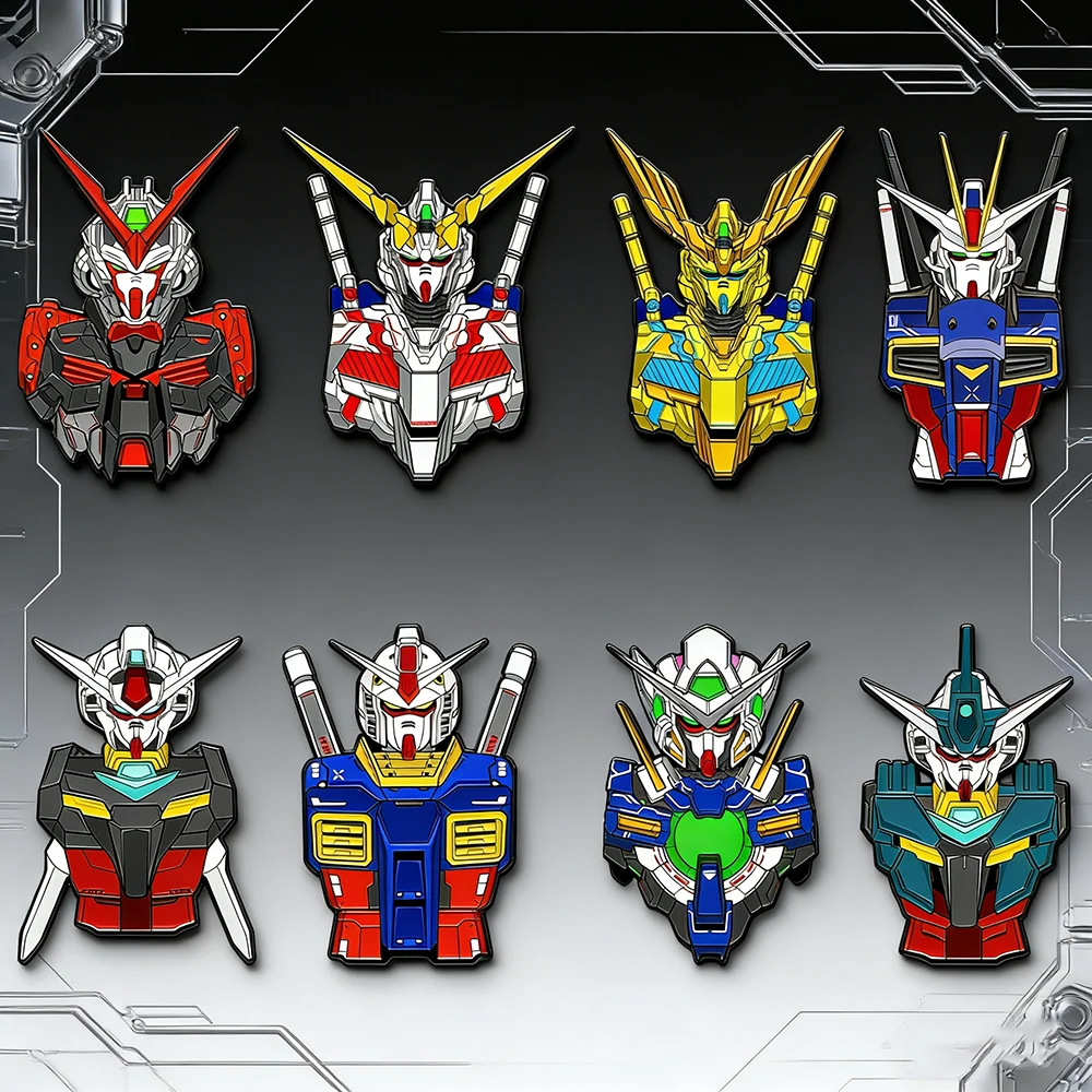 

4/8pcs Japanese Anime Mobile Suit Gundam Enamel Pins Cartoon Creative Alloy Brooch Fashion Accessories for Bags And Clothing