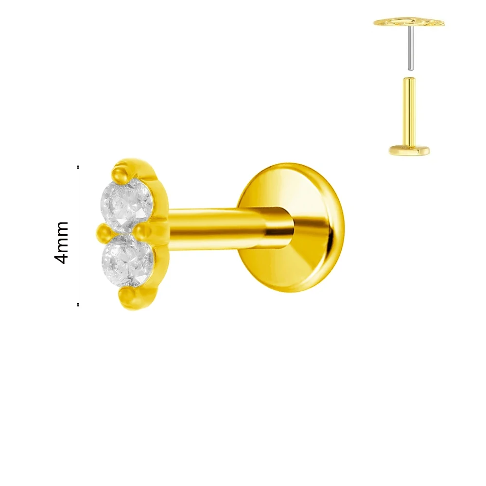 Tiny Water Drop Labret  Piercing G23 Titanium Opal Moon Push In Branch Earring Stud Pendant Threadless Cartilage Body Jewelry
