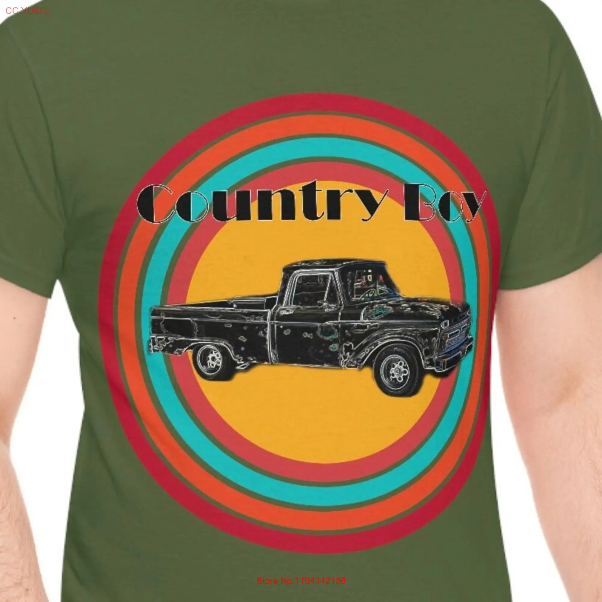 Country Boy T Shirt Pickup Truck Rainbow Retro Vintage Heavy Cotton long or short sleeves