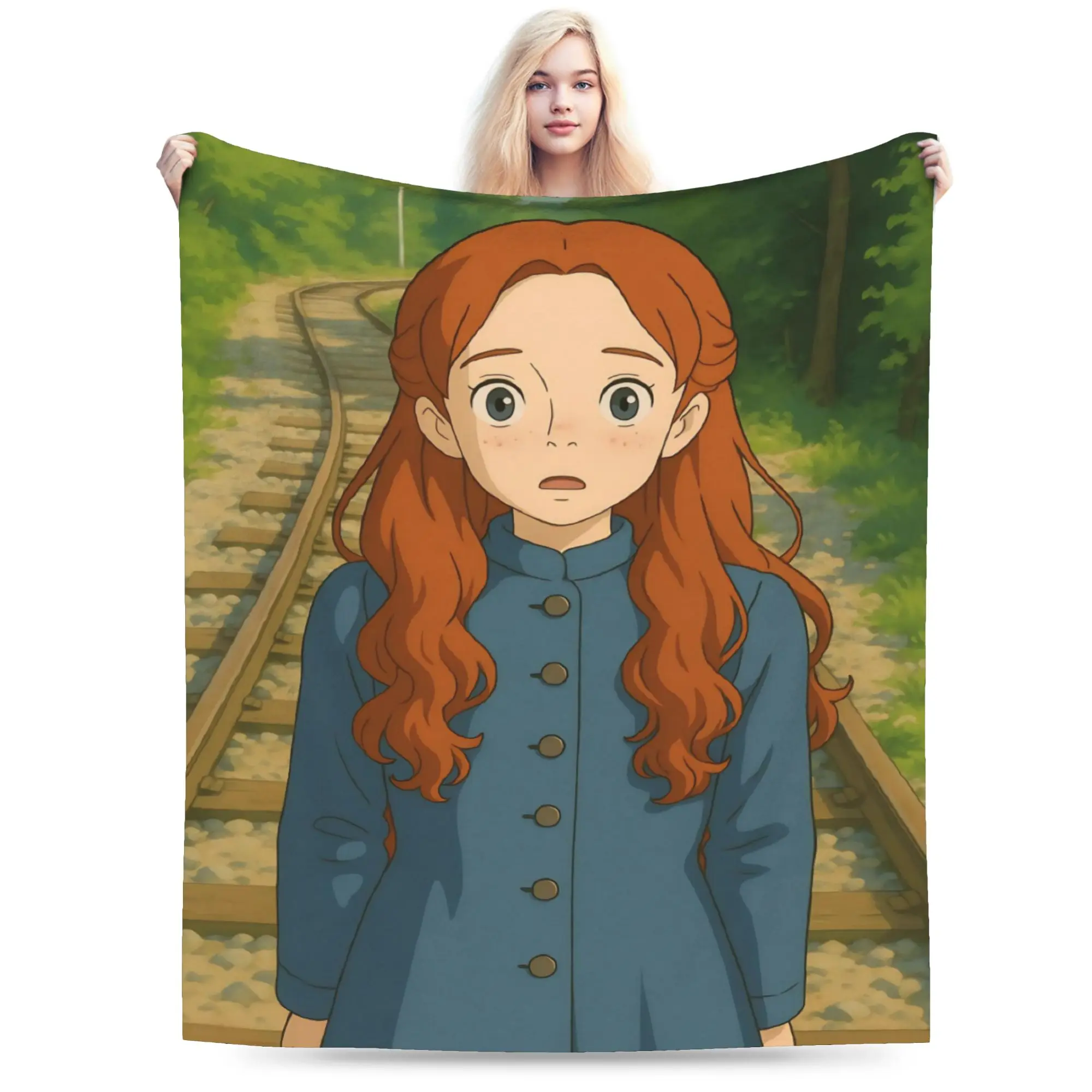 Comfortable A-Anne Shirley Cartoon Blanket Stuff Sofa Decorative  Throw Blankets Lightweight Thin Fleece for Office