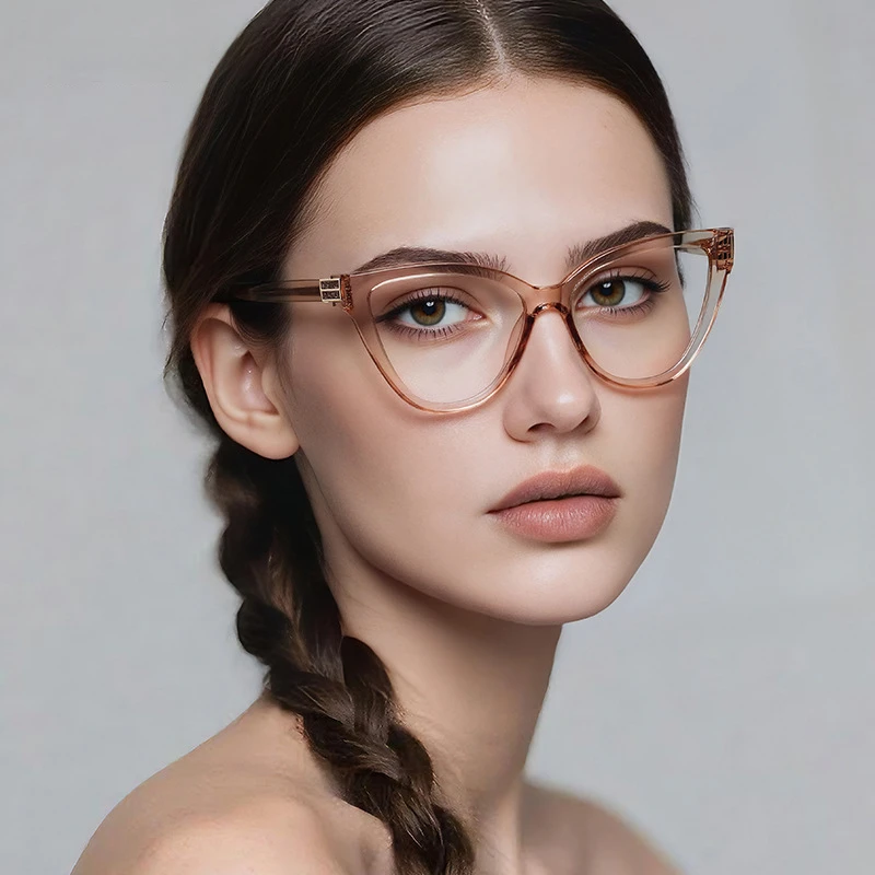

New Fashionable Cat Eye Simple Design Women's Reading Anti-Blue Light Glasses Customizable Prescription Eyewear