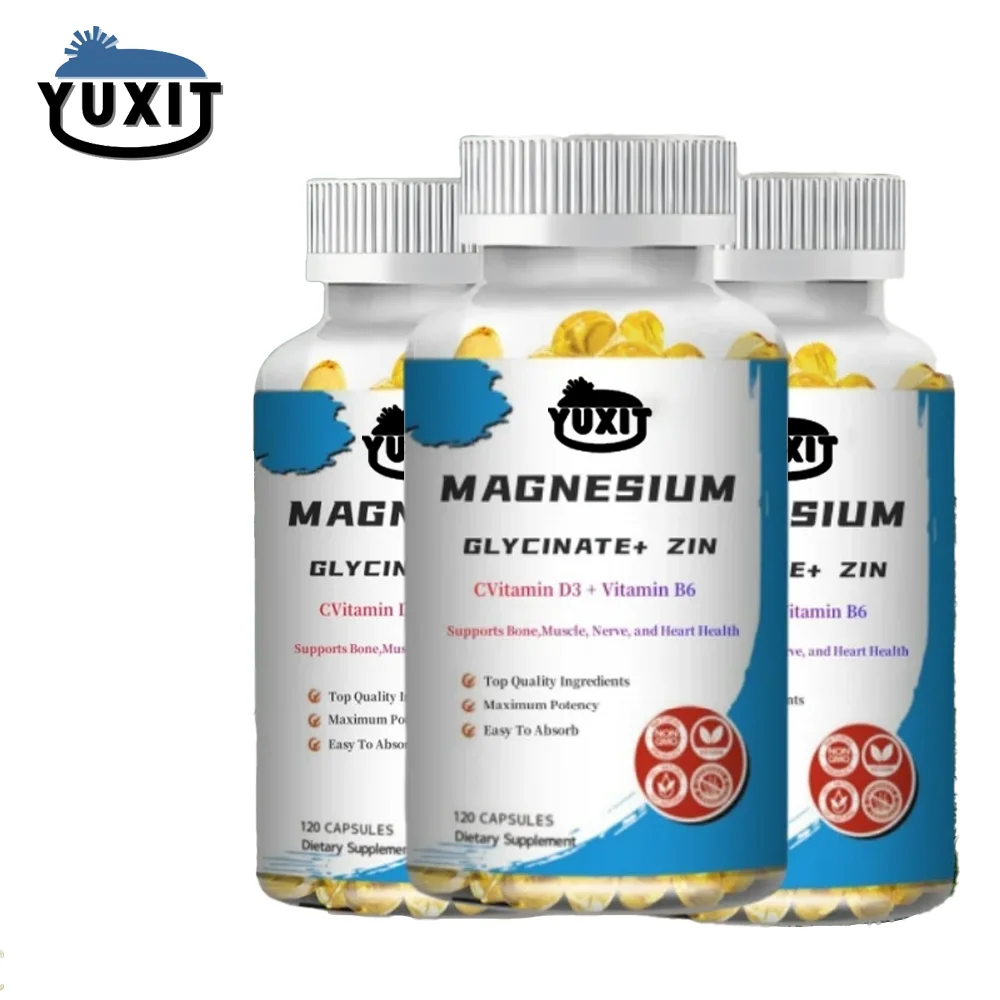 YUXIT Magnesium Glycinate & Zinc 500mg Mineral Supplement for Supports Muscle Joint and Health Maximum Absorption