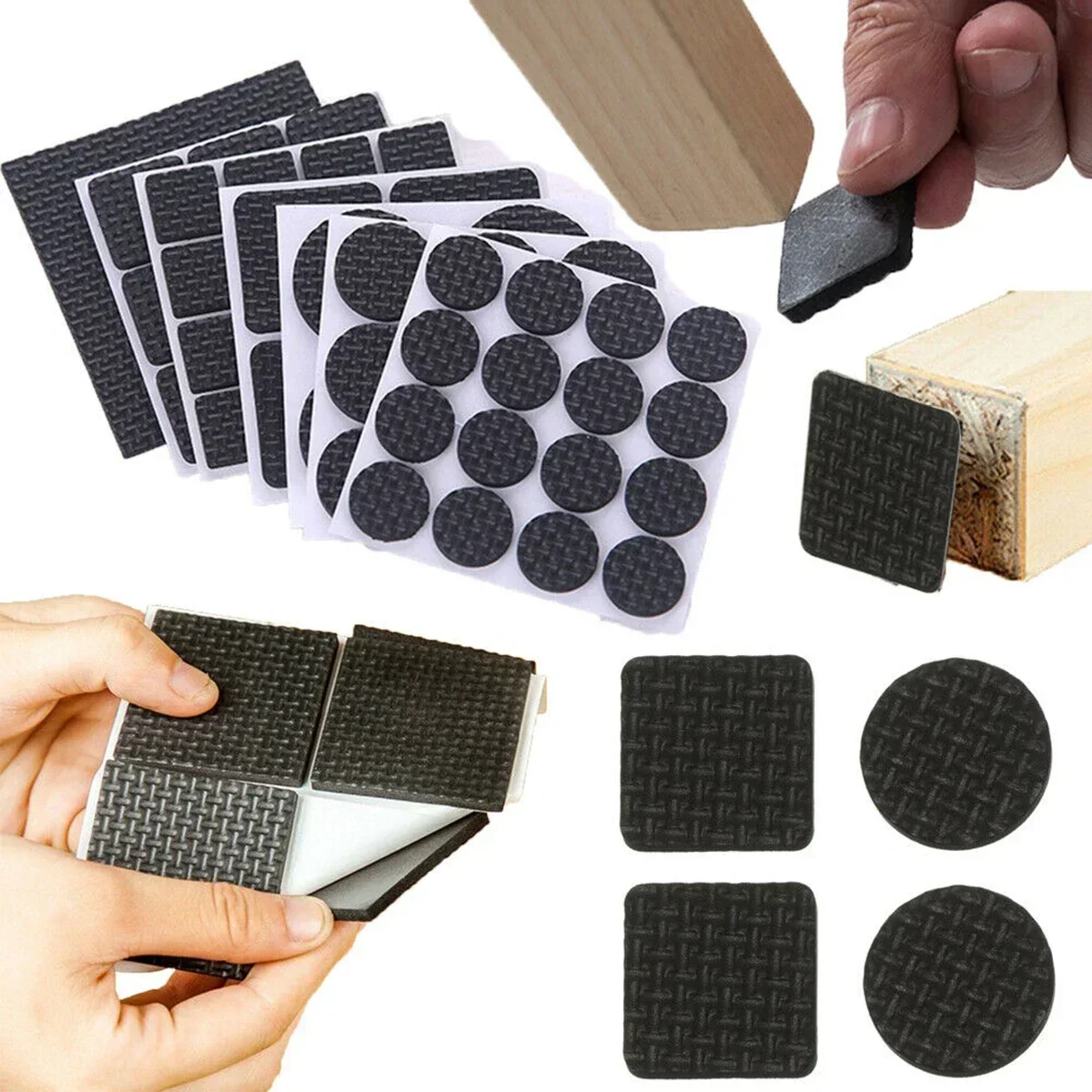 Tapis de protection pour pieds de meubles, coussinets auto-adhésifs, coordonnants, pieds de chaise, pieds de table, polymères oligRound, pieds de meubles carrés