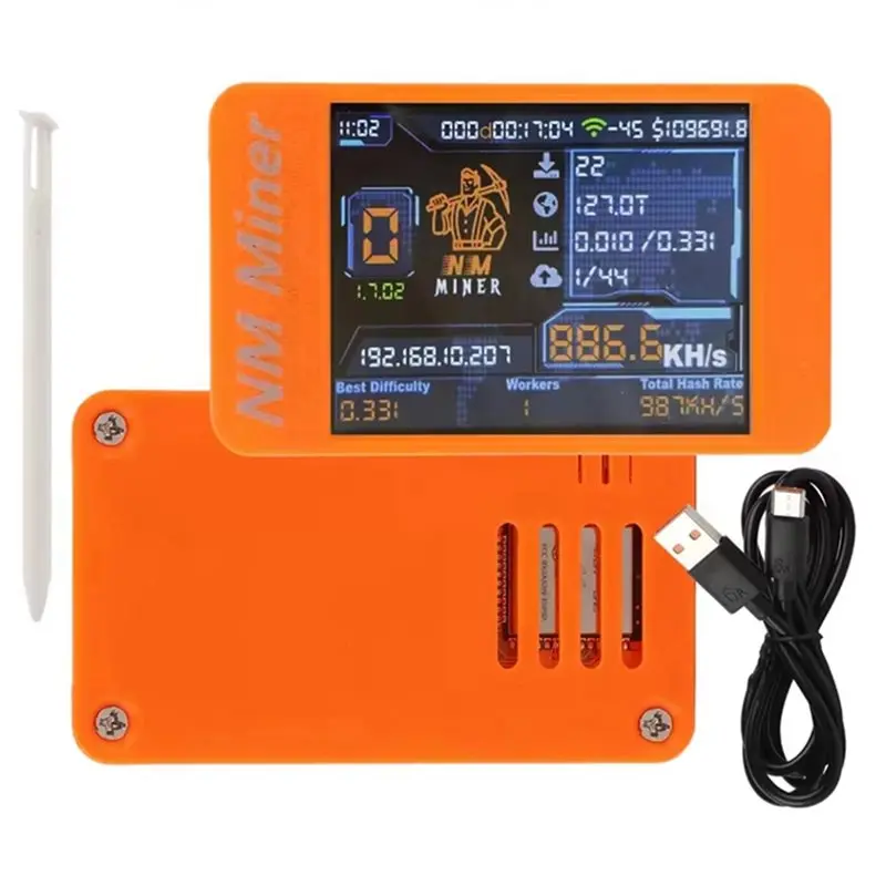 A76I-Bitcoins Miner 880KH/S Nerdminer V2 Nmminer 2.8 Inch Color Display Bitcoin Crypto Solo Lottery Litecoin Miner For Home Use