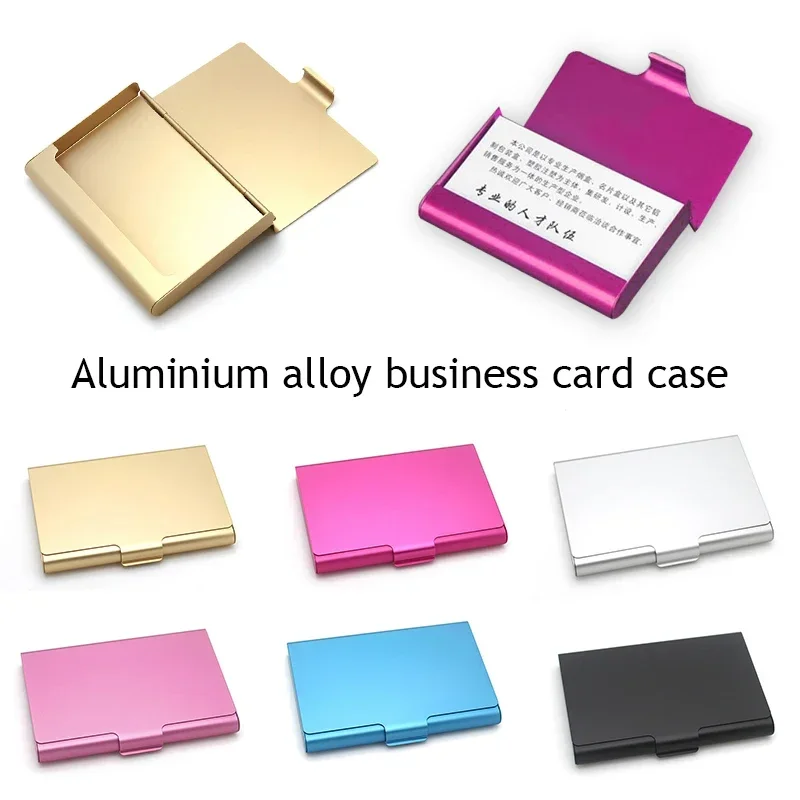 Aluminum Alloy Smooth Business Card Holder Case Solid Color Thickness Name ID Card Holder Credit Card Case Aluminum Box