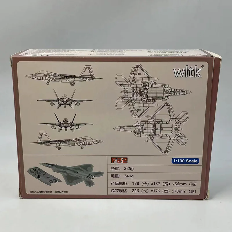 Wltk Diecast Metal Plane Toy 1/100 Scale Model Toys Lockheed F-22 F22 Raptor Fighter USA Air Force