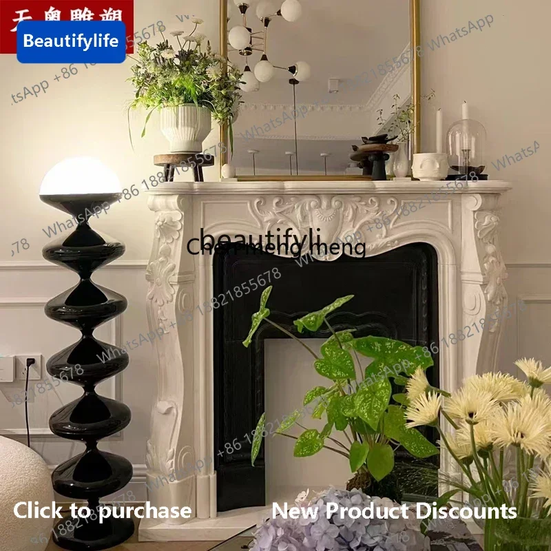 

183French marble fireplace marble stone carving living room decorative cabinet carved fireplace cabinet6005