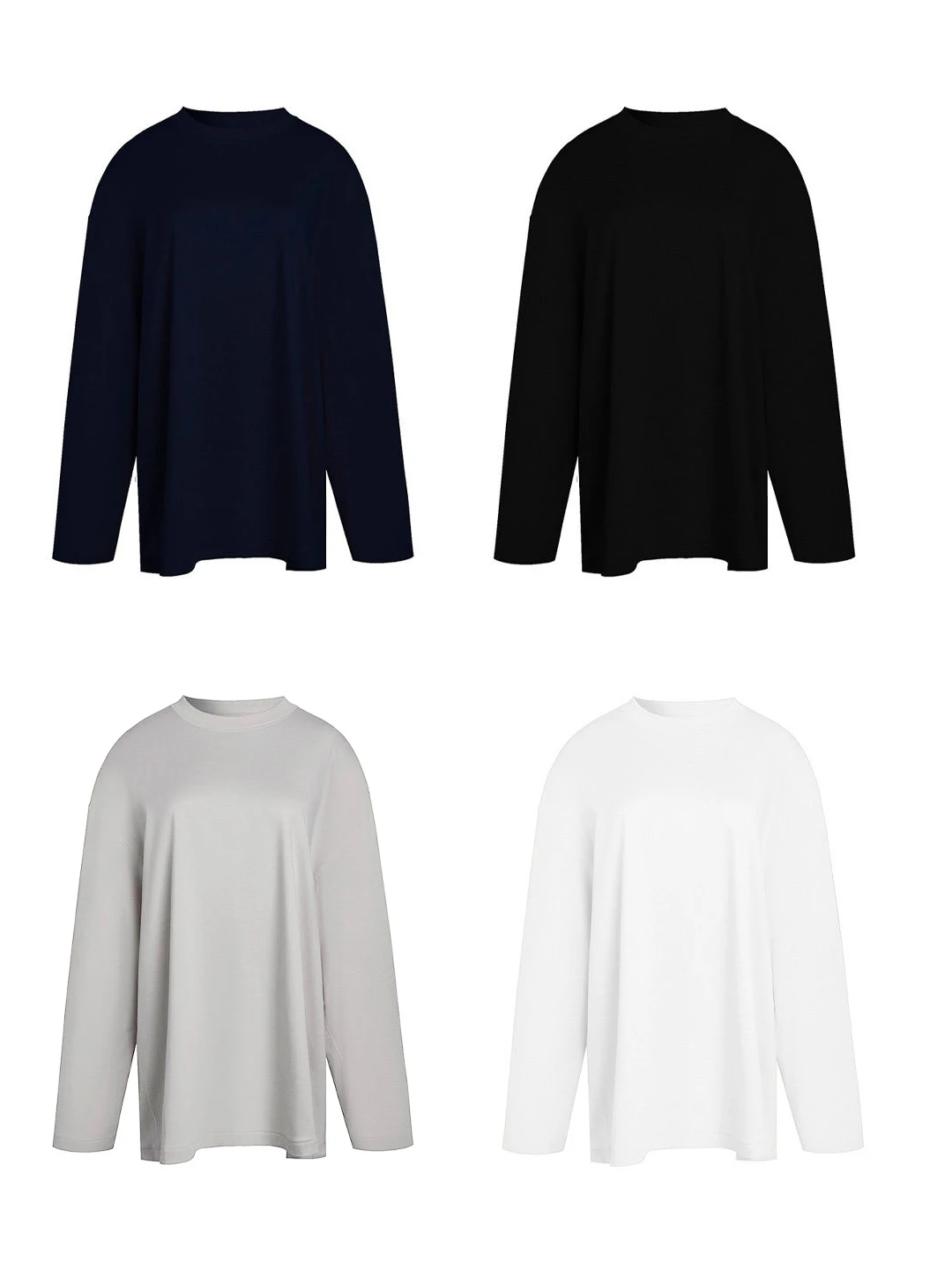 

New e If Brand e Needle Basic Large round Ne T irt Seasonal Series Casual Sle Loose Fit Long Sve