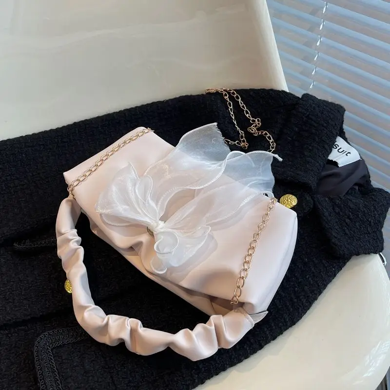 

Foufurieux Pink Bow Womens Shoulder Bag Korean Fashion Large Capacity Sweet Backpack Cute Exquisite Elegant New Female Tote Bags