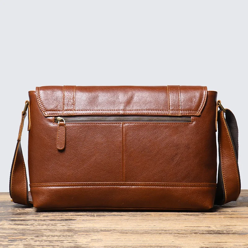 Nesitu High Quality A4 Vintage Brown Black Coffee Full Grain Genuine Leather Women Men Shoulder Messenger Bag Cross Body M1005