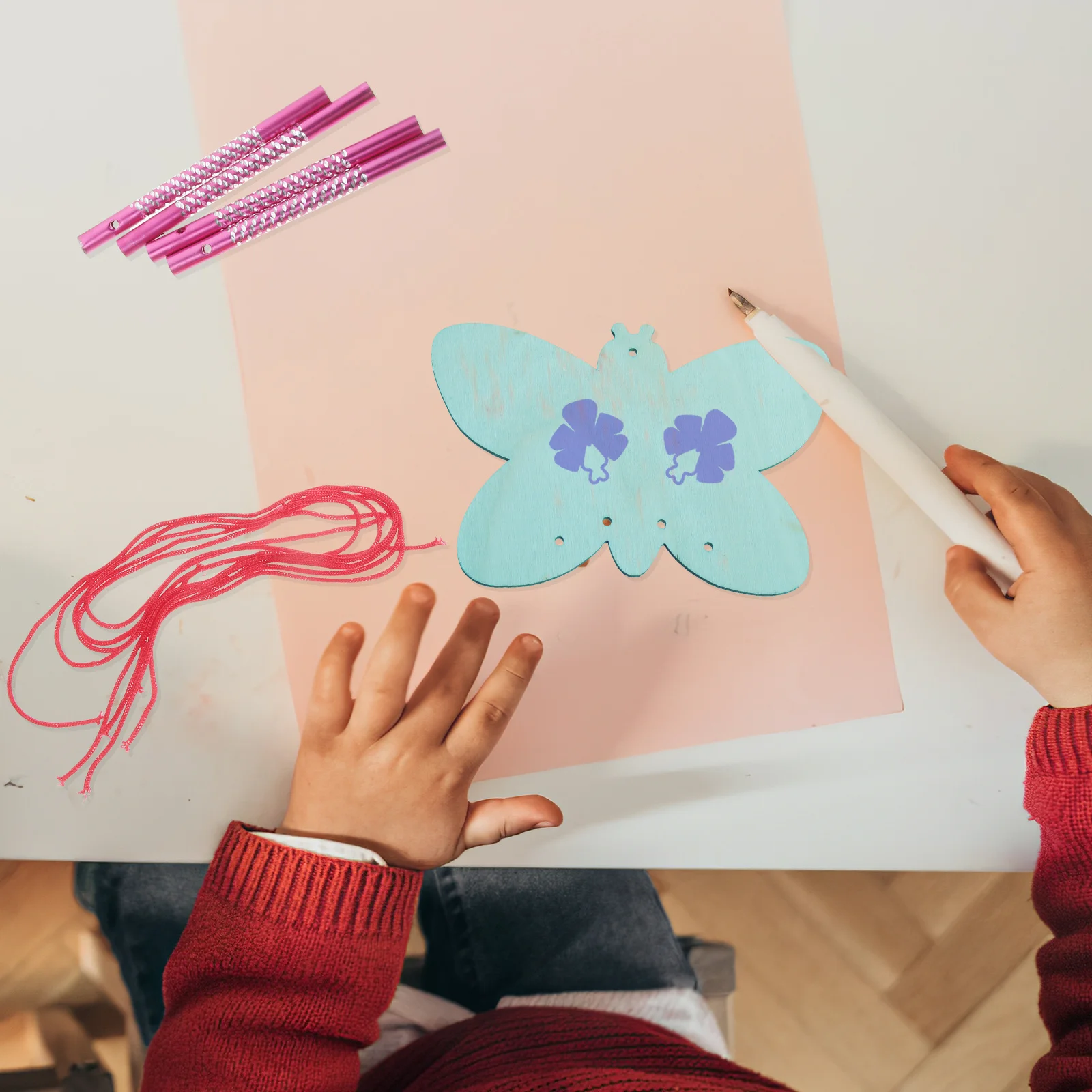 

8Sets Blank Windchime Wooden Craft Doodle Wind Bell DIY Paintable Spring Crafts Home Decor Hanging Decoration DIY Wind Bell