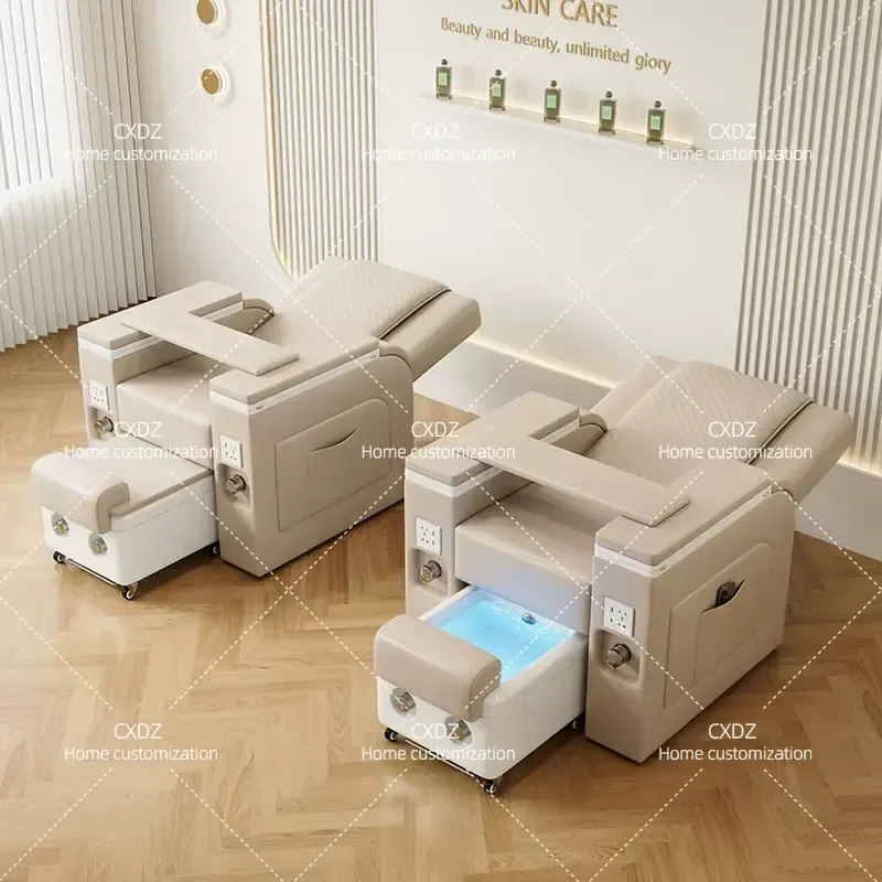 Multifunctional Manicure Eyelash Tattoo Sofa Reclining Chair Electric Foot Bath Massage Spa Beauty Bed Single Foot Washing