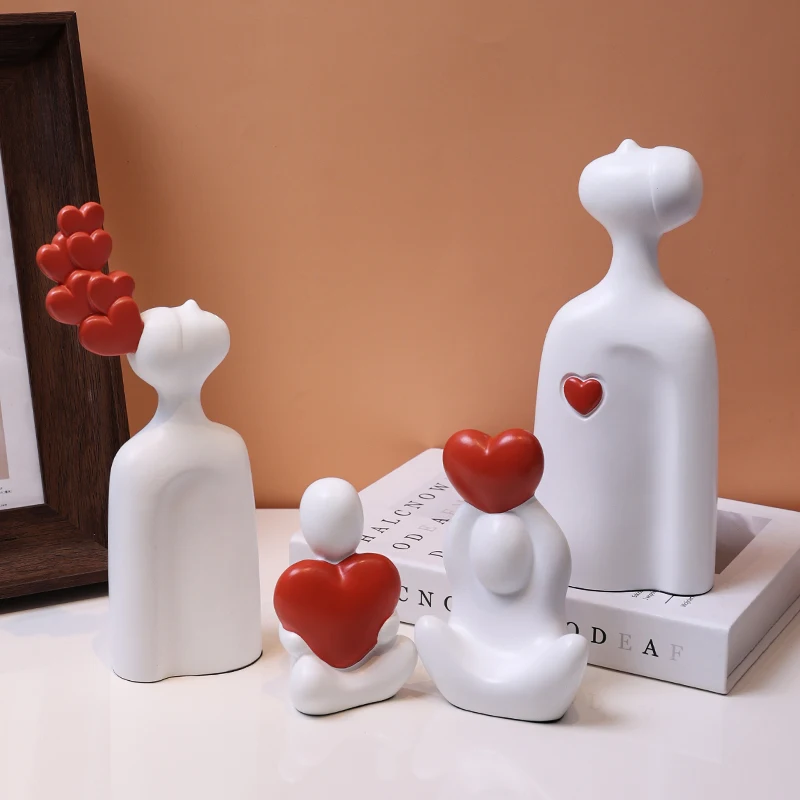 

Creative White Lovers Couple Sculpture Wedding Gift Crafts Decor Abstract Character Sculpture Figurines Living Room Office Decor