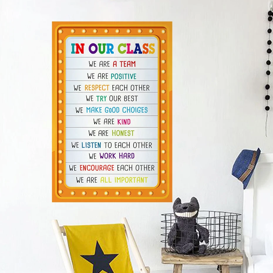 Classroom Rules Sign Inspirational Classroom Wall Stickers for Children Kids Room Decor Bedroom Living Room Wall Decals